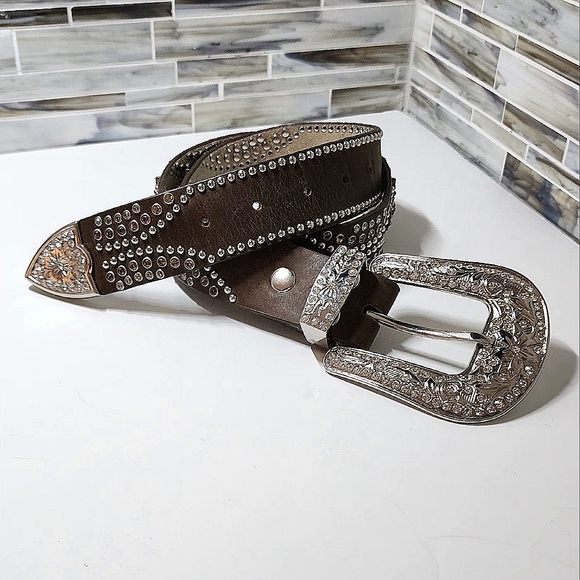 Vintage Rhinestone Studded Buckle Belt - Picture 3 of 14